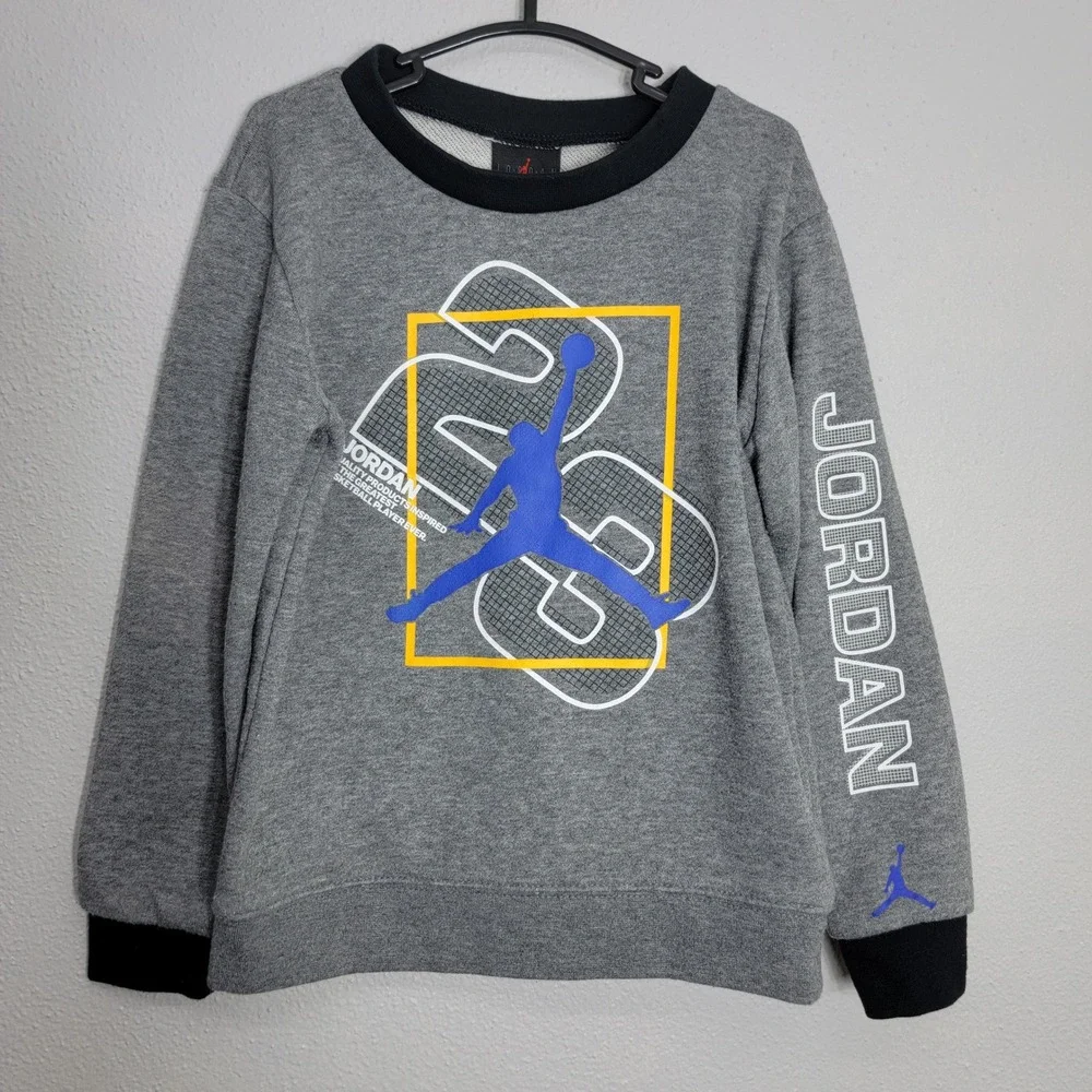 Jordan Kids Gray Graphic Jumpman Crewneck Sweatshirt‎ Size 4T Boys Pullover